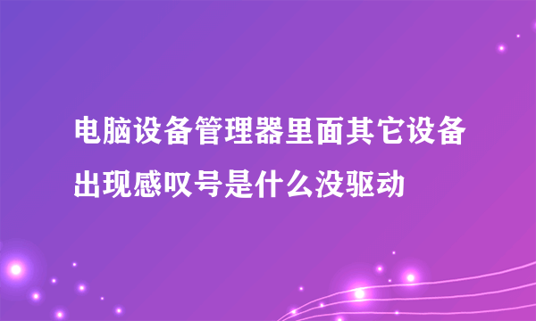 电脑设备管理器里面其它设备出现感叹号是什么没驱动