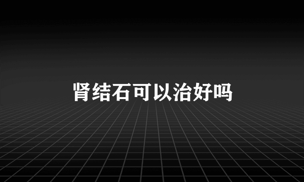 肾结石可以治好吗