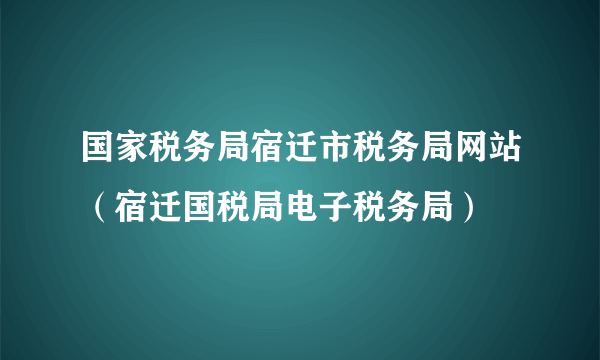 国家税务局宿迁市税务局网站（宿迁国税局电子税务局）