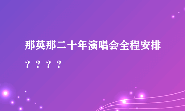 那英那二十年演唱会全程安排？？？？