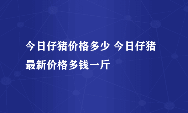今日仔猪价格多少 今日仔猪最新价格多钱一斤