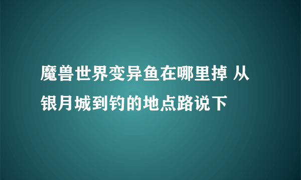 魔兽世界变异鱼在哪里掉 从银月城到钓的地点路说下