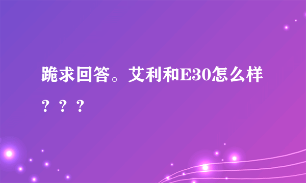 跪求回答。艾利和E30怎么样？？？