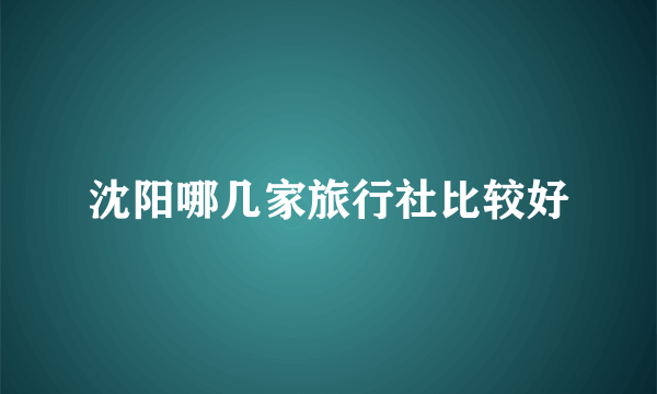 沈阳哪几家旅行社比较好