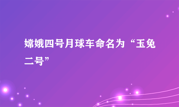 嫦娥四号月球车命名为“玉兔二号”