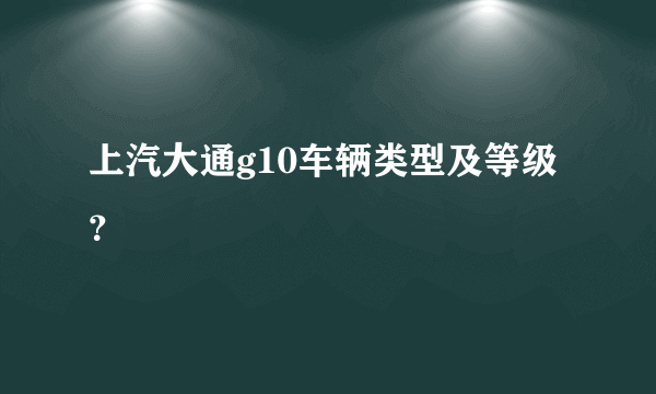 上汽大通g10车辆类型及等级？