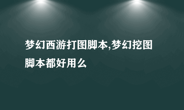 梦幻西游打图脚本,梦幻挖图脚本都好用么