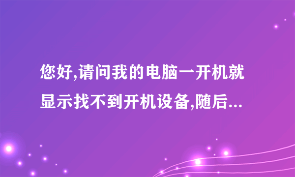 您好,请问我的电脑一开机就显示找不到开机设备,随后就进入BIOS,该