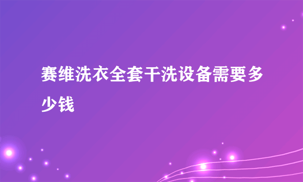 赛维洗衣全套干洗设备需要多少钱