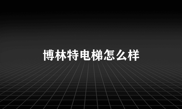 博林特电梯怎么样