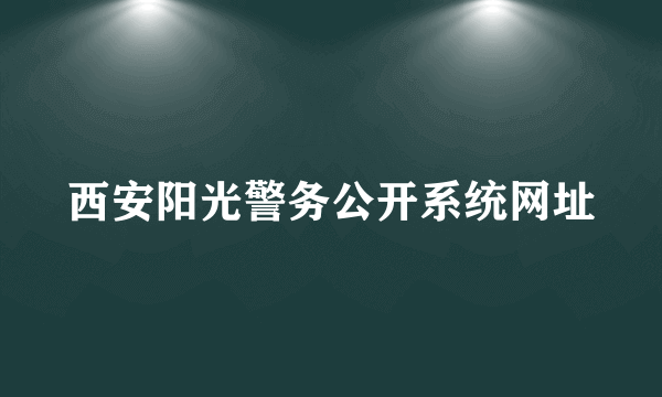西安阳光警务公开系统网址