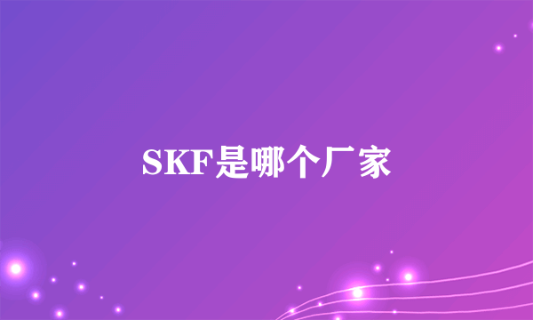 SKF是哪个厂家