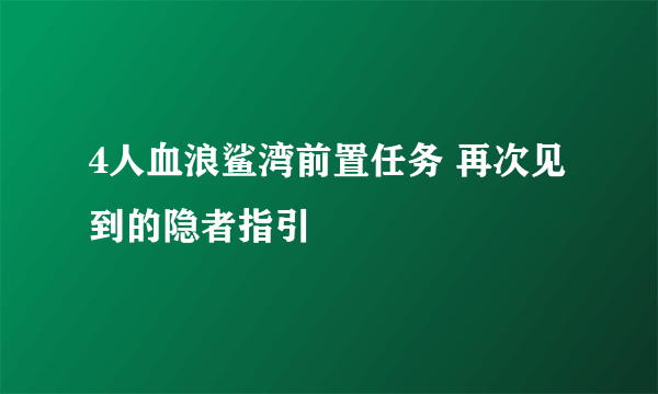 4人血浪鲨湾前置任务 再次见到的隐者指引