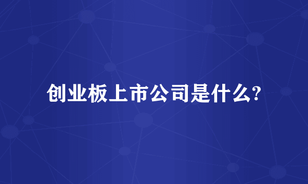 创业板上市公司是什么?