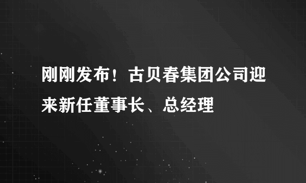 刚刚发布！古贝春集团公司迎来新任董事长、总经理