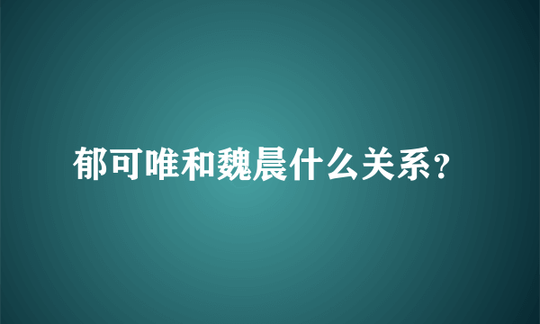郁可唯和魏晨什么关系？