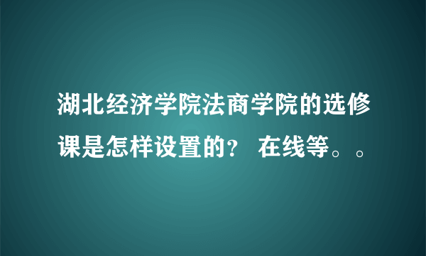 湖北经济学院法商学院的选修课是怎样设置的？ 在线等。。