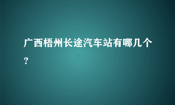 广西梧州长途汽车站有哪几个？