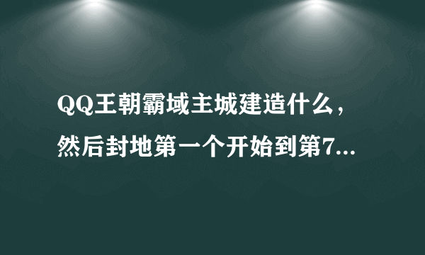 QQ王朝霸域主城建造什么，然后封地第一个开始到第7个各造什么，求高手解答！！！