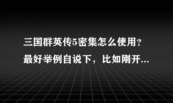 三国群英传5密集怎么使用？最好举例自说下，比如刚开始要带木人铜铃？？？