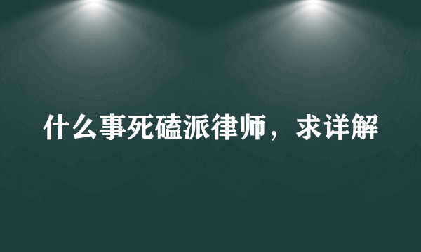 什么事死磕派律师，求详解