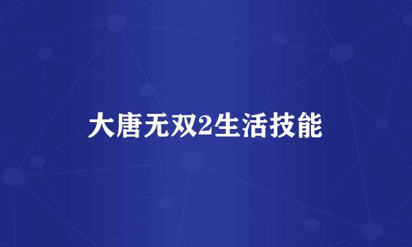 大唐无双2生活技能
