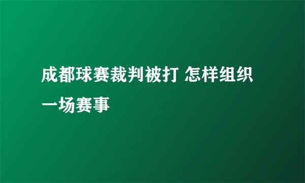 成都球赛裁判被打 怎样组织一场赛事