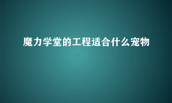 魔力学堂的工程适合什么宠物