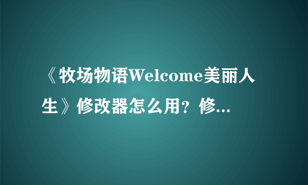 《牧场物语Welcome美丽人生》修改器怎么用？修改器使用方法