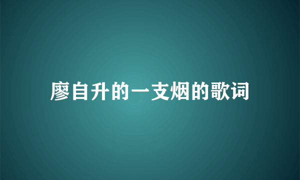 廖自升的一支烟的歌词
