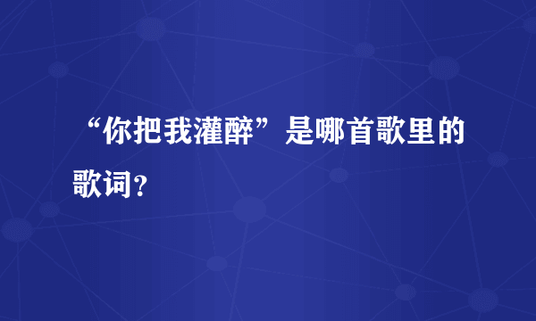 “你把我灌醉”是哪首歌里的歌词？