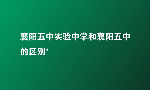 襄阳五中实验中学和襄阳五中的区别