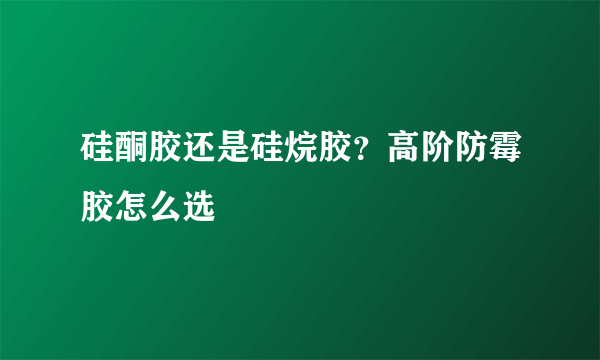 硅酮胶还是硅烷胶？高阶防霉胶怎么选