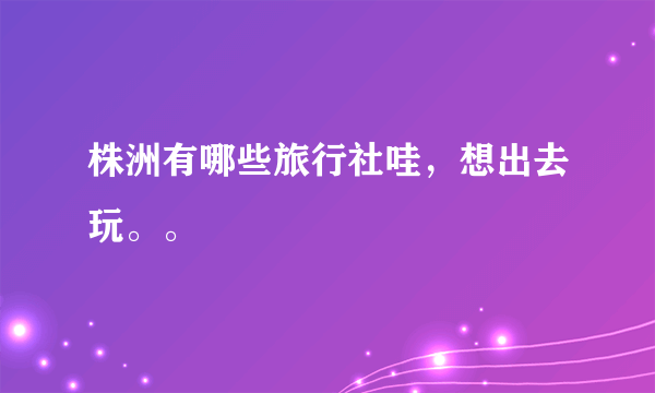 株洲有哪些旅行社哇，想出去玩。。