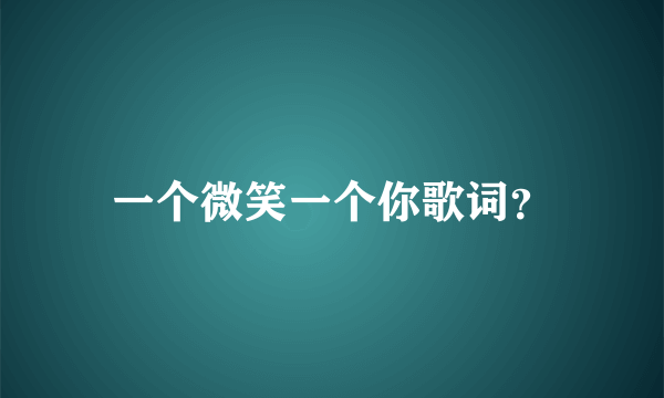 一个微笑一个你歌词？
