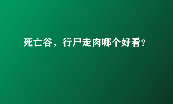 死亡谷，行尸走肉哪个好看？