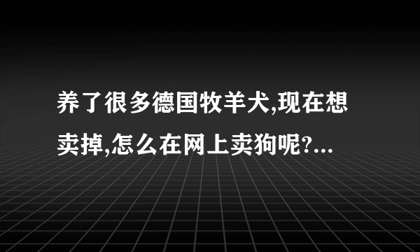 养了很多德国牧羊犬,现在想卖掉,怎么在网上卖狗呢?推荐下比较好的宠物交易网站给我呗，多谢多谢