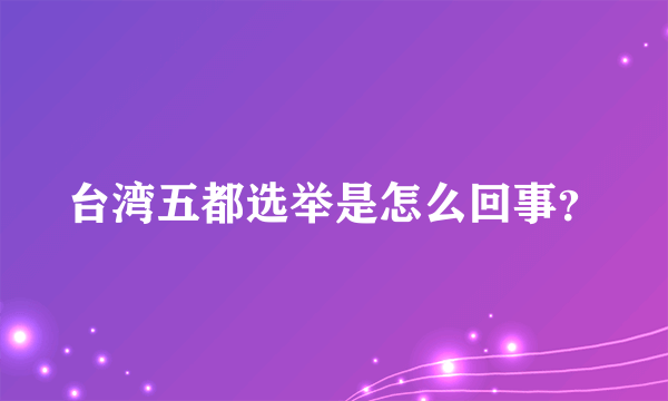 台湾五都选举是怎么回事？