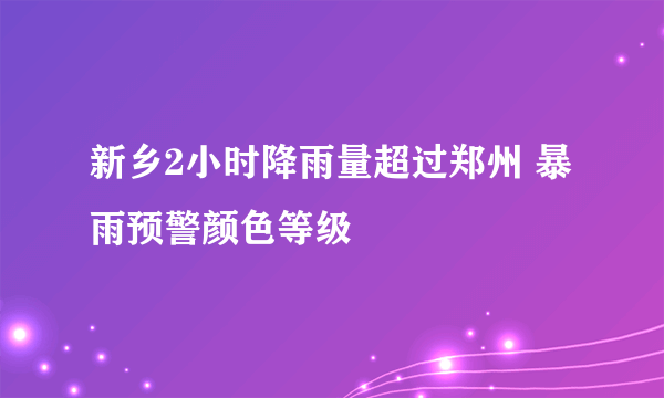 新乡2小时降雨量超过郑州 暴雨预警颜色等级