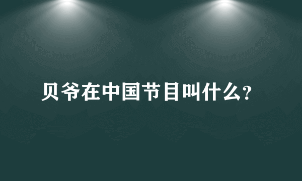 贝爷在中国节目叫什么？