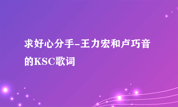 求好心分手-王力宏和卢巧音的KSC歌词