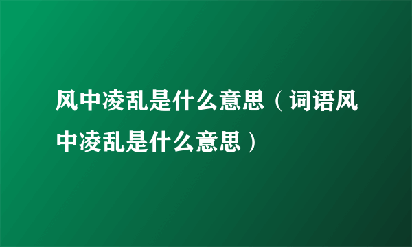 风中凌乱是什么意思（词语风中凌乱是什么意思）