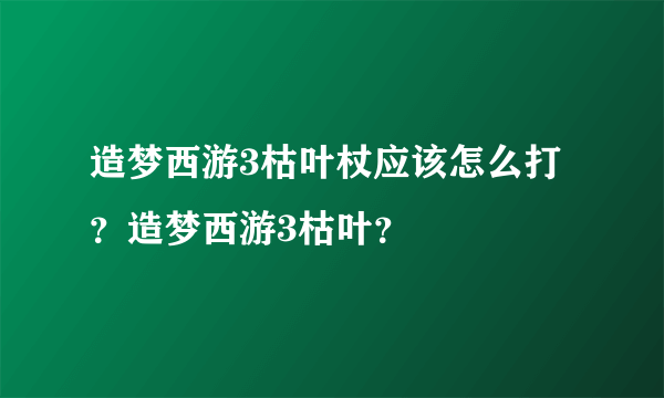 造梦西游3枯叶杖应该怎么打？造梦西游3枯叶？