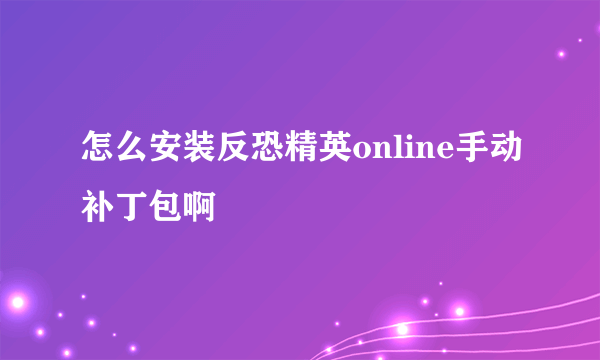 怎么安装反恐精英online手动补丁包啊