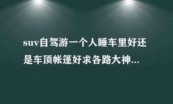 suv自驾游一个人睡车里好还是车顶帐篷好求各路大神指点一下