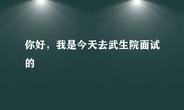 你好，我是今天去武生院面试的