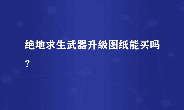 绝地求生武器升级图纸能买吗？