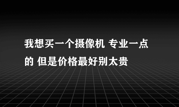 我想买一个摄像机 专业一点的 但是价格最好别太贵