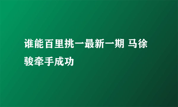 谁能百里挑一最新一期 马徐骏牵手成功