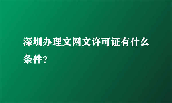 深圳办理文网文许可证有什么条件？